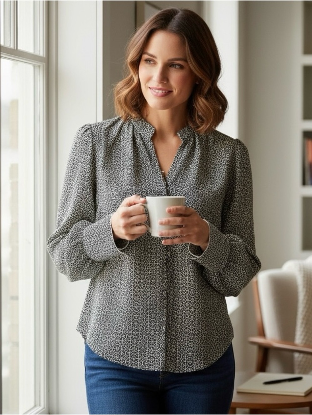 bishop + young Monochrome Patterned Blouse
